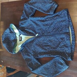 Girls Spring Jacket size Large (10-12) Blue with white polka dots